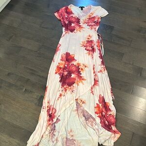 High low pink floral dress